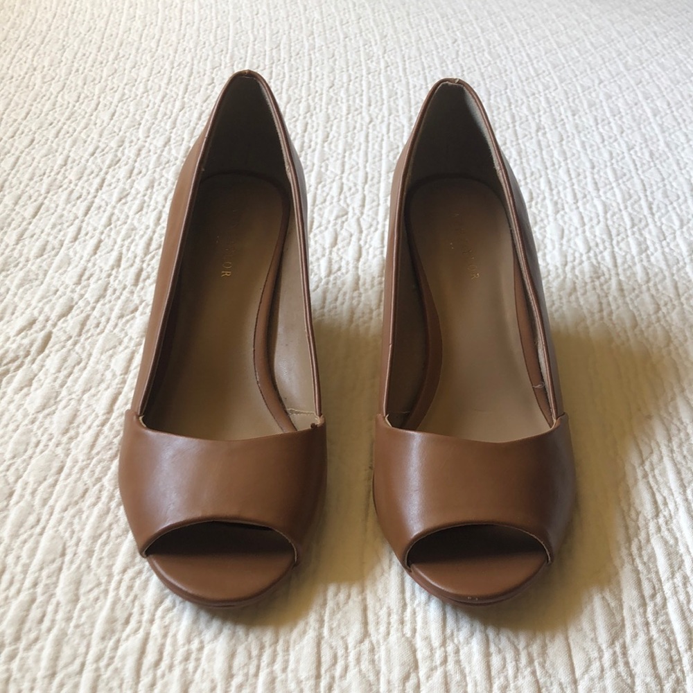 Tan open toed heels Ann Taylor